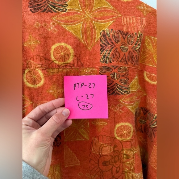 VTG Flannel Button Down Bomber Long Sleeve Top Orange Multi Color Hippie Boho 3X - Picture 7 of 10